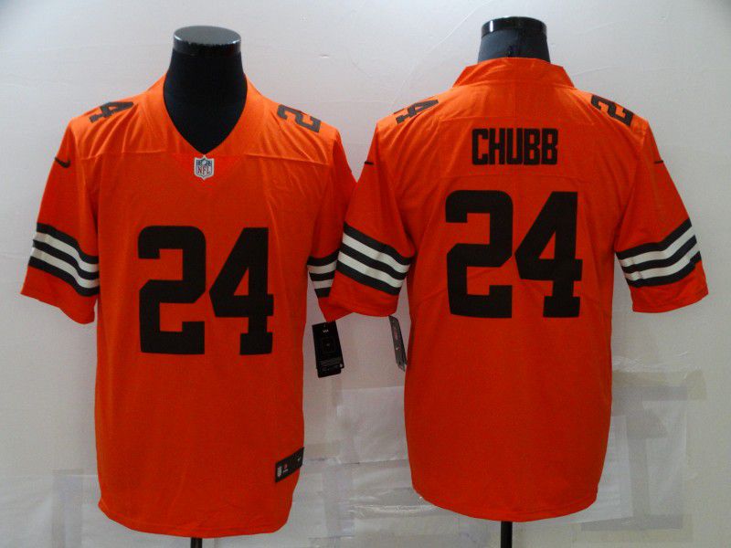 Men Cleveland Browns #24 Chubb Orange Nike Vapor Untouchable Limited 2021 NFL Jersey